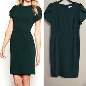 Ladies Dresses Calvin Klein Forest Green Dress Calvin Klein Collection  Vintage 2003 Green Grid Print Silk